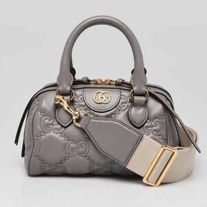 Gucci Grey GG Stitched Leather Matelassè Mini Bag
